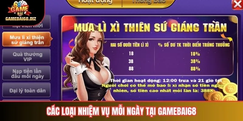 Nhiệm Vụ Mỗi Ngày Tại Gamebai68 Hấp Dẫn Và Dễ Hoàn Thành 2 Các loại nhiệm vụ mỗi ngày tại gamebai68